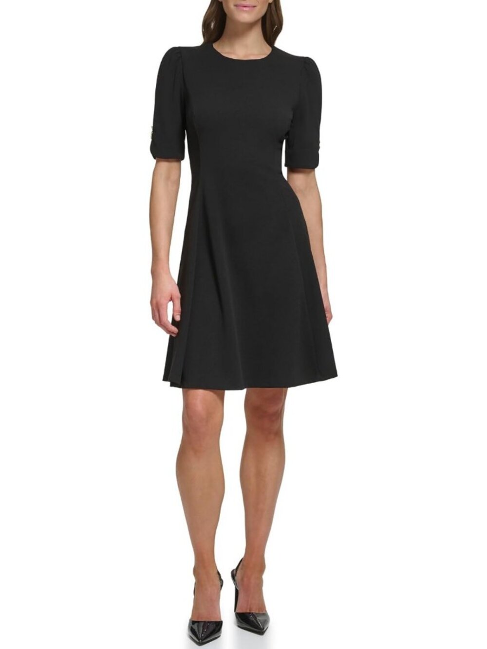 Chic Women's Short Sleeve Jewel Neck Fit & Flare Mini Dress - Perfect for Any